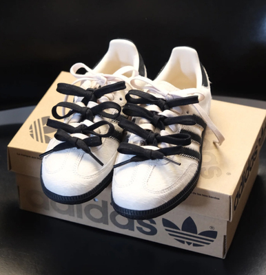 适用阿迪Samba德训鞋女款男款gazelle黑白色蝴蝶结可爱扁平鞋带绳