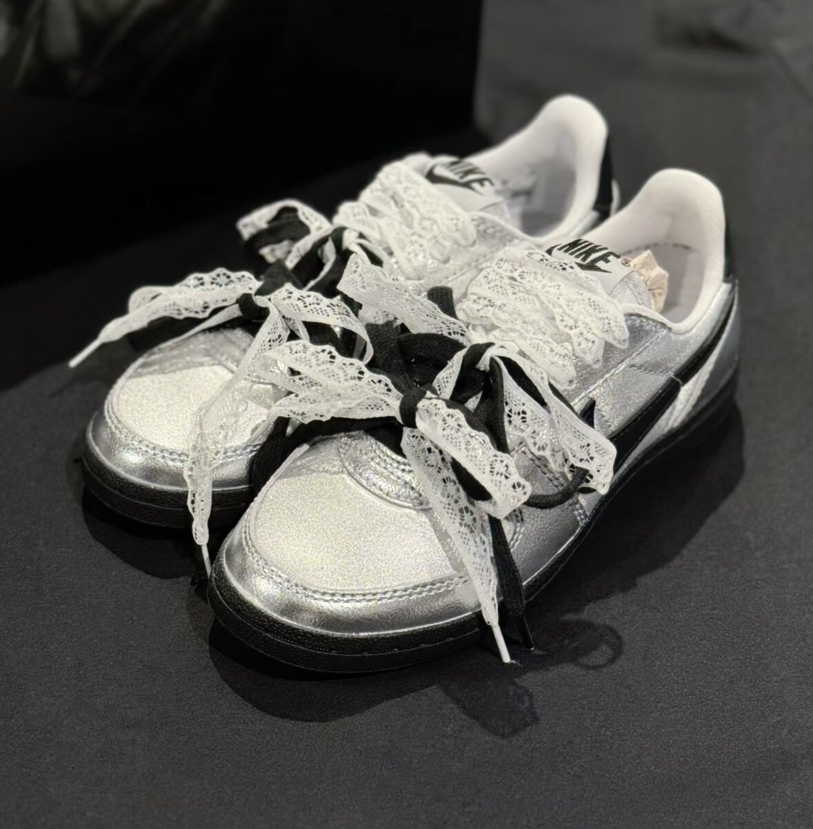 适配德训鞋耐克运动板鞋白色镂空蕾丝仙气飘飘鞋带dunksb鞋绳diy