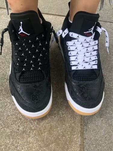 适配AJ1 AJ3 AJ4鞋带飞人图案纯棉双层黑白鞋带男女板鞋百搭鞋带