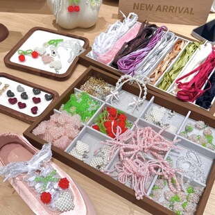 适用于威尼斯人VIVAIA彪马芭蕾舞鞋diy配饰鞋花樱桃水晶珍珠蝴蝶