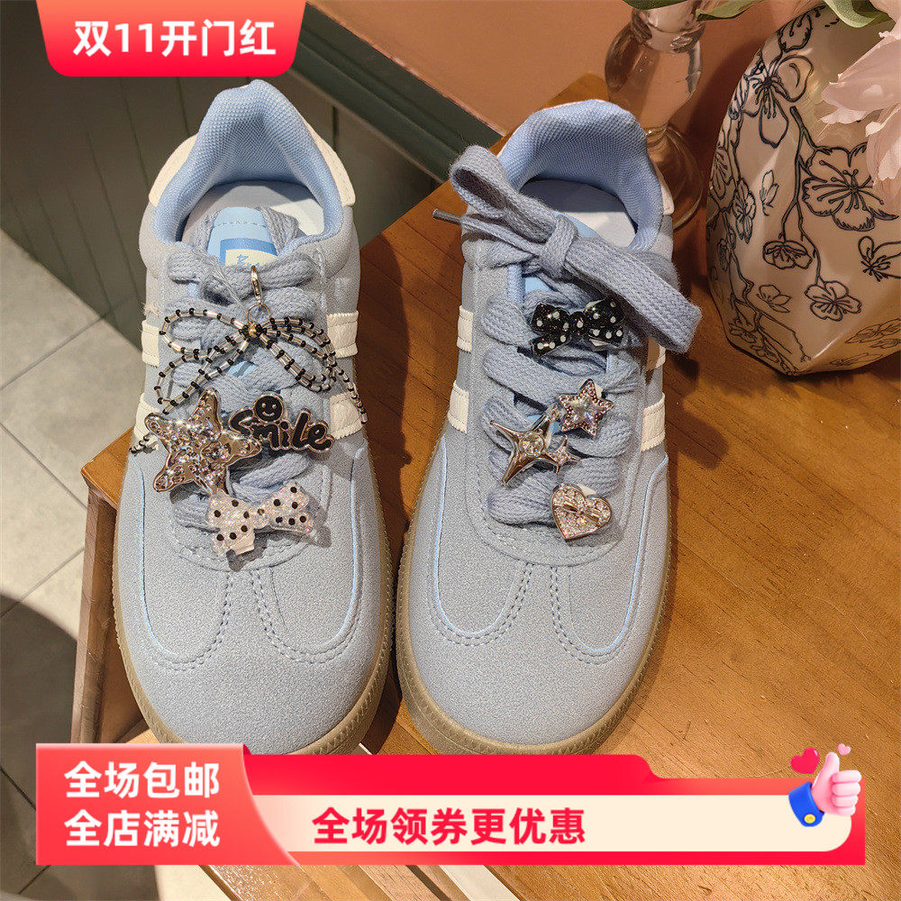 韩版高级感银色黑白点鞋带扣蝴蝶结鞋花水钻爱心五角星装饰鞋扣