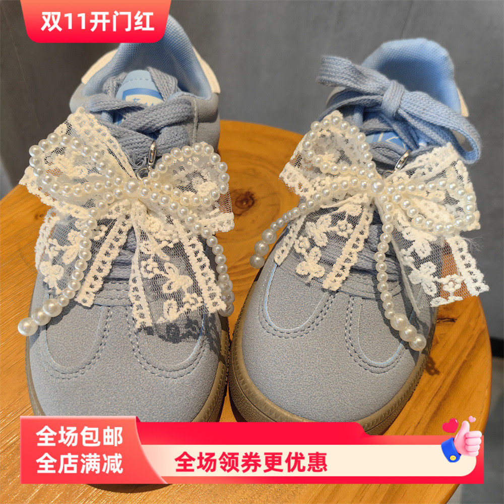 有点MIU球鞋链韩感少女芭蕾风优雅可爱鞋花蕾丝蝴蝶结diy鞋扣ins