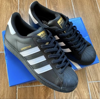 适配阿迪三叶草贝壳头金标经典板鞋黑色纯色双层加厚非原装鞋带