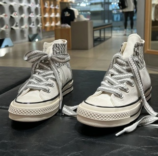 适配帆布鞋1970板鞋男女aj1球鞋空军一号AF1黑白麦穗棉麻扁形鞋带