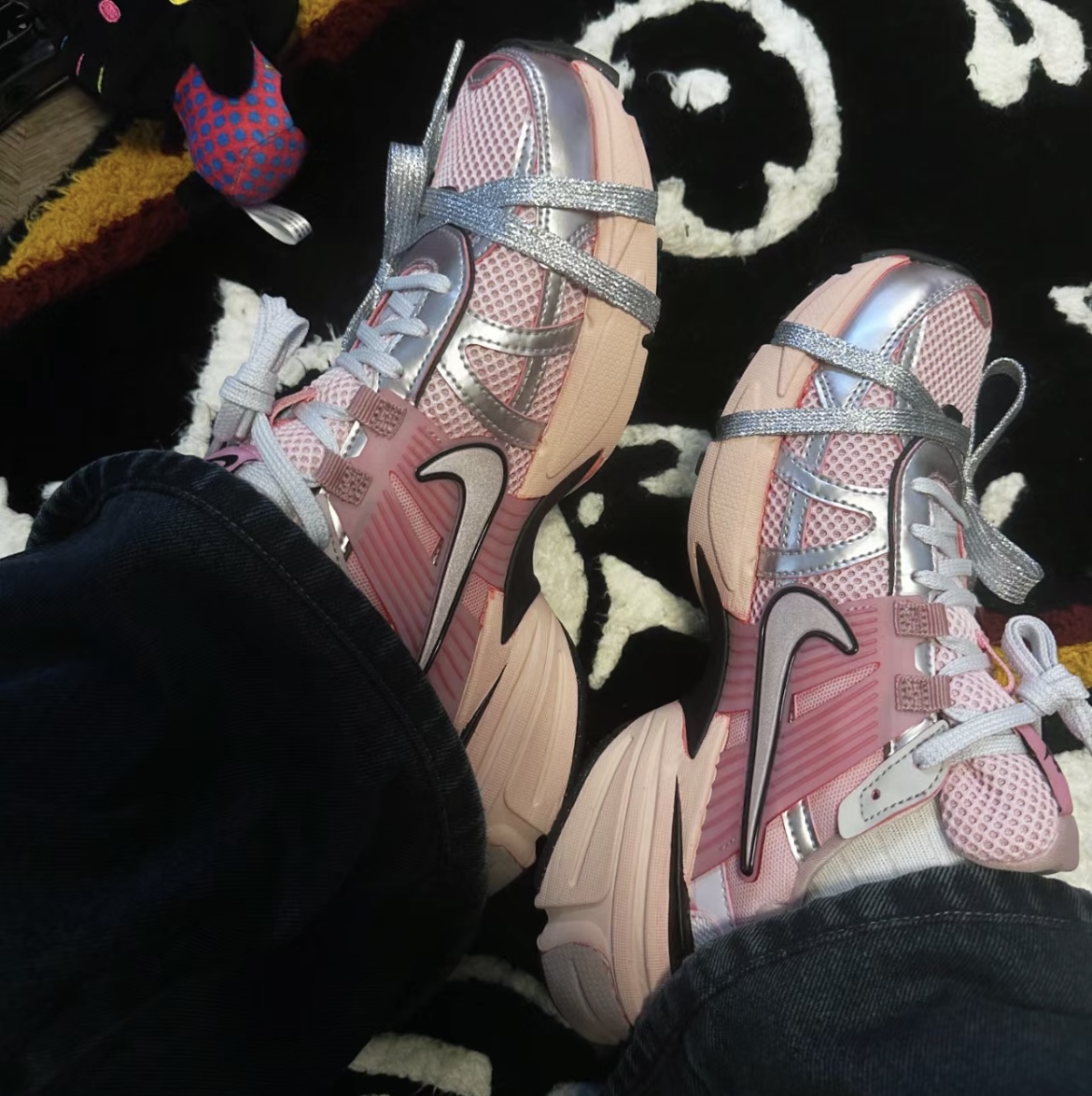 适配nike v2k runruntekk做旧鞋带米色原装做旧track老爹鞋双鞋带
