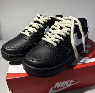 适配nike gamma force低帮板鞋黑白米色麻绳鞋带空军一号af1鞋绳
