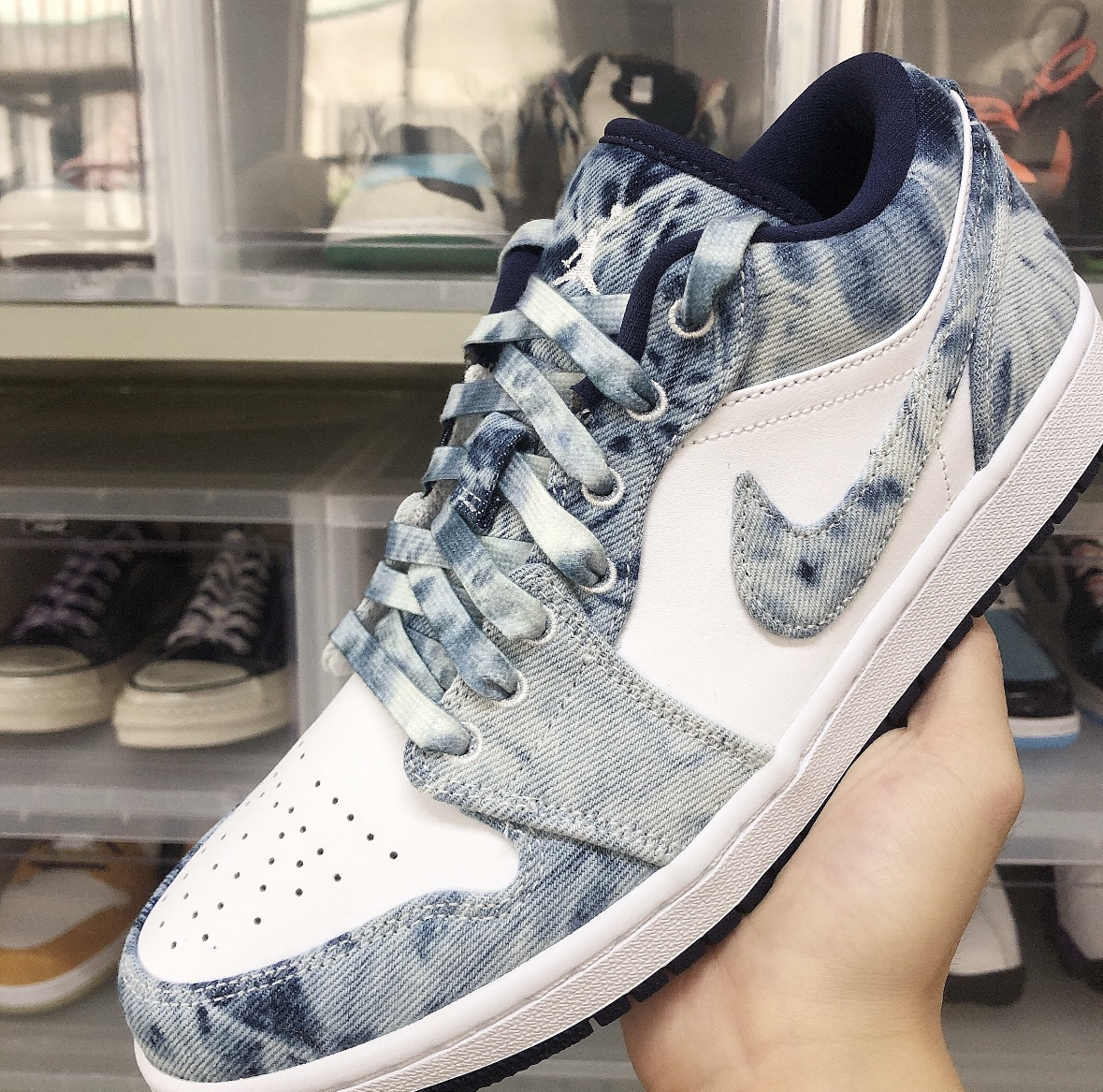 新品AJ1空军一号1970s北卡蓝牛仔水洗白蓝扎染鞋带男女潮鞋绳子