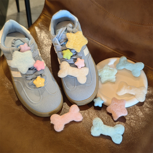 日系秋冬新款可爱毛绒五角星奶呼呼星星骨头高级感鞋带扣鞋花配饰