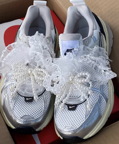 耐克V2K亮银色NB芭蕾风婚鞋diy配饰珍珠鞋链适配samba空军af1装饰