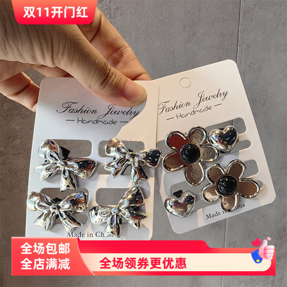 韩版东大门新款高级感鞋带扣卡装芭蕾风蝴蝶结鞋花套装爱心鞋装饰