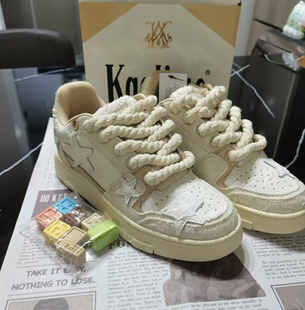 适配KAALIXTO车澈联名款车导蕾丝星星鞋国潮加粗超粗棉麻绳鞋带潮