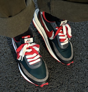 适配耐克sacai waffle跑步鞋功夫休闲鞋宝蓝米白扁鞋带德训鞋鞋带