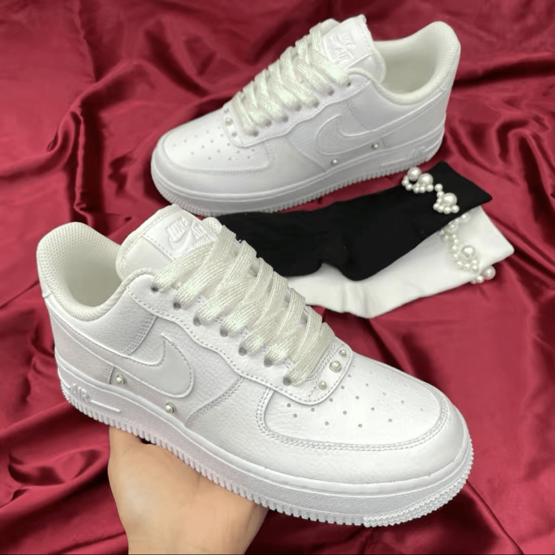 适配nikeairforce1 pearl白色珍珠闪亮腰果花泼墨af1空军一号鞋带