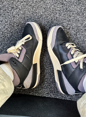 适配AMM AJ3复古篮球鞋酒红色鞋带米白色AJ1扁形氧化做旧打蜡米黄