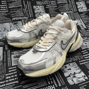 适配Nike V2K Run Runtekk低帮跑步鞋米色麻绳鞋带闪银反光鞋绳子