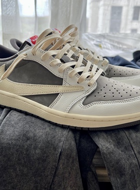 适配Travis Scott AJ1 Low白棕色反转摩卡ts倒钩3.0蜡面扁形鞋带
