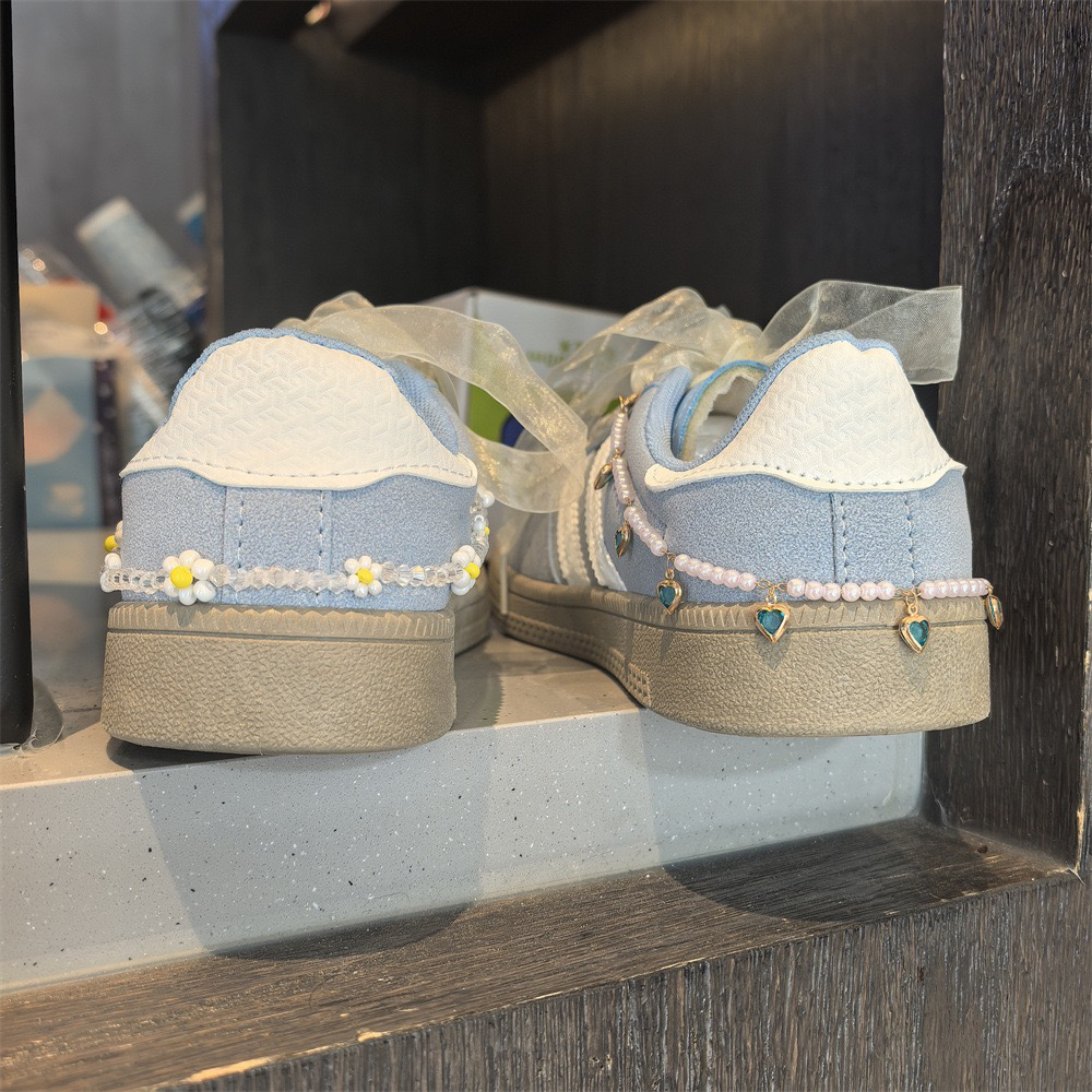 韩版小香风芭蕾流苏雏菊水晶花朵珠子后跟链条鞋链配饰装饰挂件