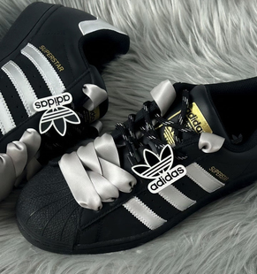 miu黑色白点圆形鞋带适配三叶草金标贝壳头黑白gazelle鞋扣samba