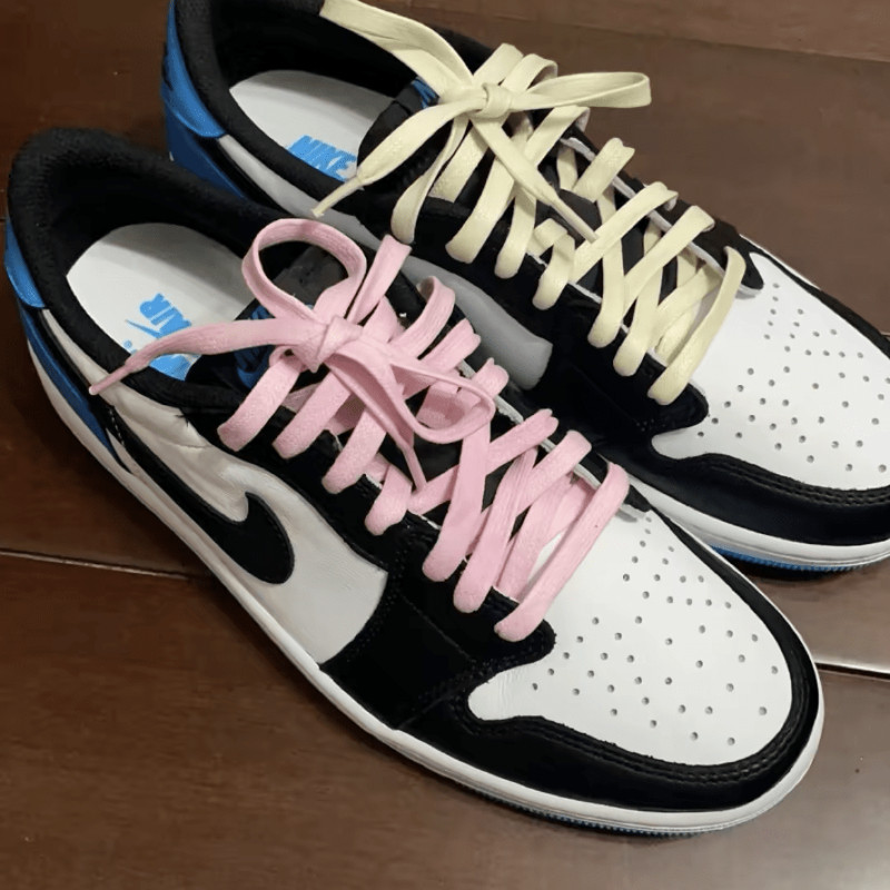 适配aj1北卡蓝闪电小倒钩ts联名米白色樱花粉dunk做旧氧化af1鞋带