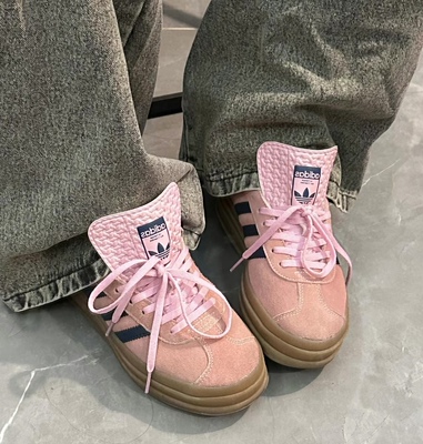 适配阿迪Gazelle Bold低帮板鞋粉色samba空军一号af1桃粉色aj鞋带