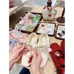 适用于威尼斯人VIVAIA彪马芭蕾舞鞋diy配饰鞋花樱桃水晶珍珠蝴蝶