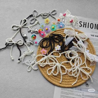 ins韩国rockfish蝴蝶结珍珠鞋扣时尚装饰小众鞋花鞋带扣卡扣配饰