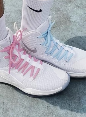 适配Hyperdunk X Low 10白色粉色蓝色椭圆鸳鸯hdx鞋带纯色鞋绳子
