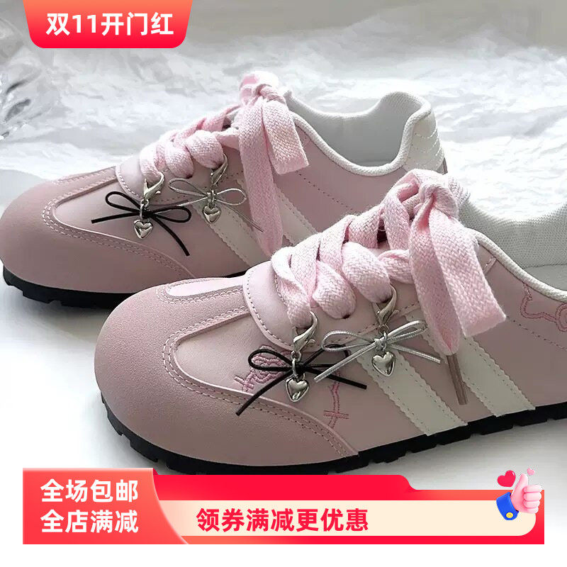 韩版百搭银色爱心蝴蝶结鞋扣挂件德训鞋帆布鞋装饰可拆卸鞋配饰新
