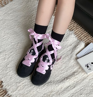 银色丝带鞋带蝴蝶结适配彪马赛车鞋speedcat白色芭蕾风鞋绳德训鞋