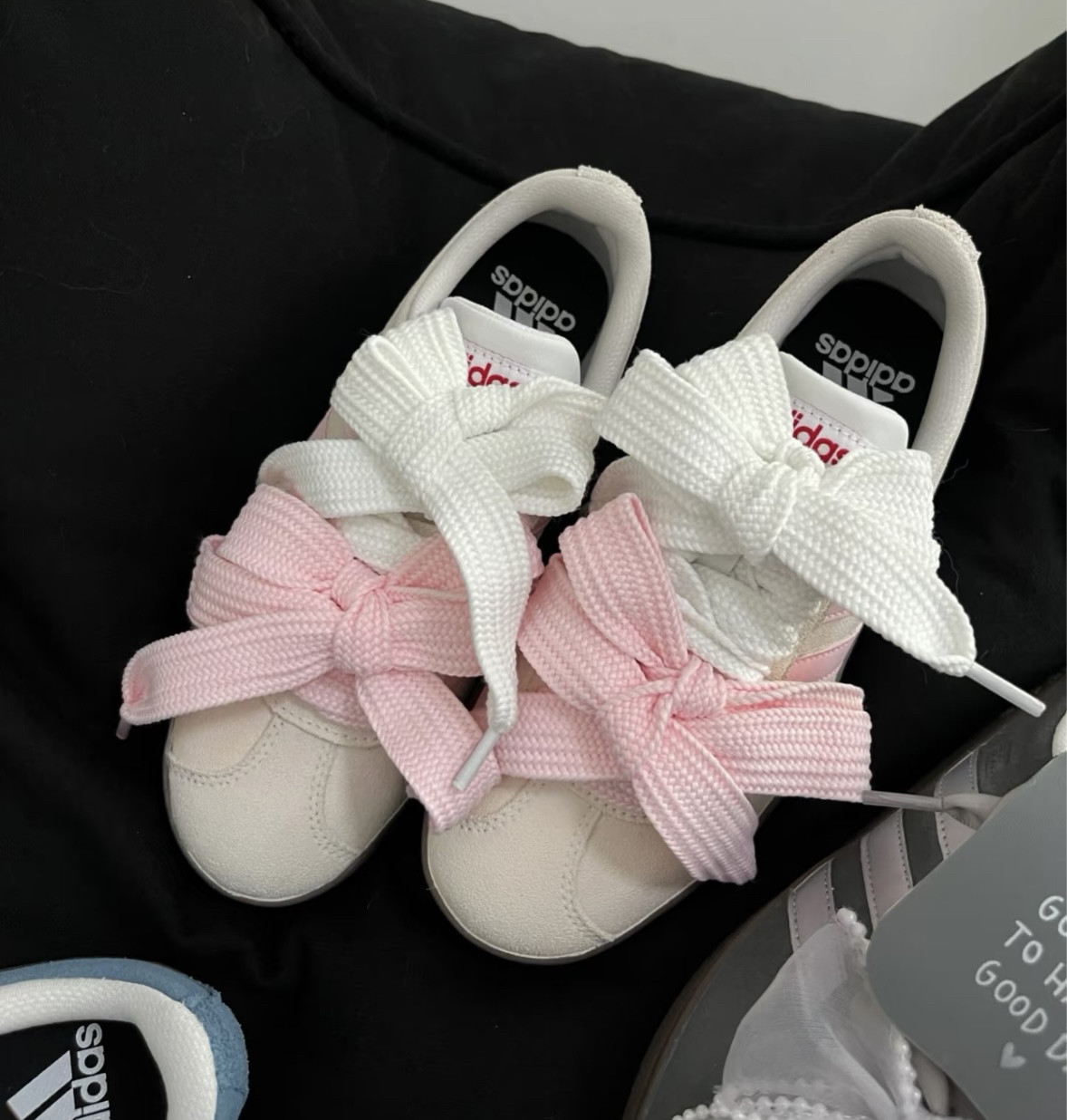 适配阿迪德训鞋miumiu款加宽白色粉色鞋带2.2cm宽鞋带绳子ins鞋绳