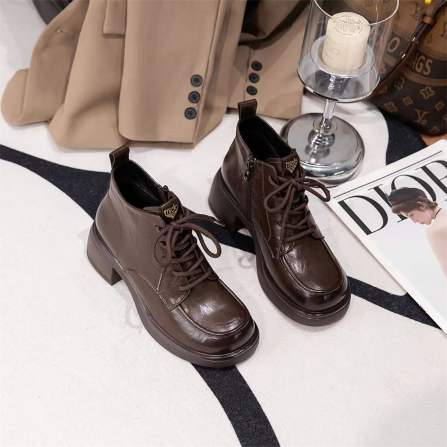 复古厚底增高显瘦舒适百搭马丁靴