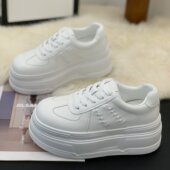 厚底增高6cm休闲板鞋 女2026春季 新款 时尚 小众拼接编织舒适小白鞋