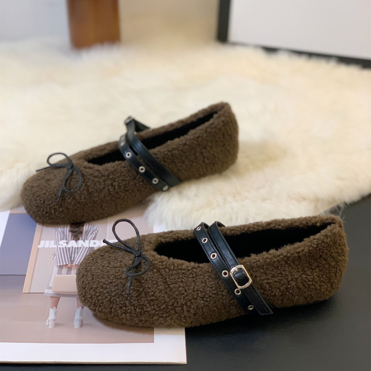 复古法式气质保暖加绒玛丽珍单鞋