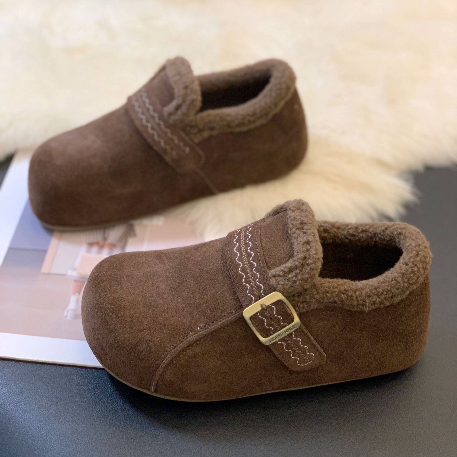 厚底加绒一脚蹬保暖百搭勃肯鞋