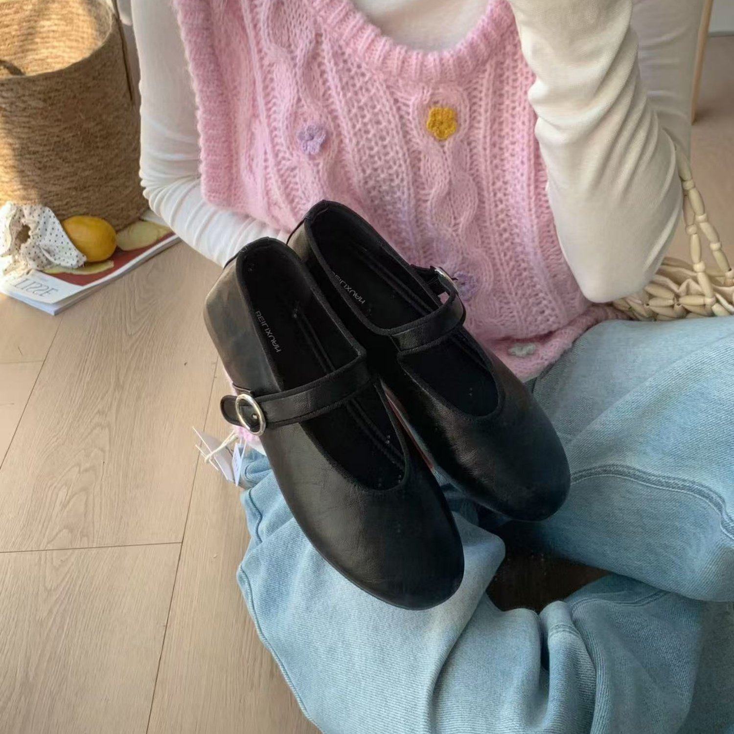 温柔风平底舒适玛丽珍鞋女2026春季新款一字扣带圆头百搭舒适单鞋,女鞋,玛丽珍鞋,淘宝优惠券,粉丝福利购,淘宝优惠卷