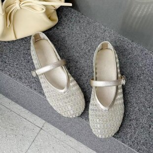 凉鞋 仙女风平底镂空透气玛丽珍凉鞋 便捷一字带时尚 新款 女2026夏季