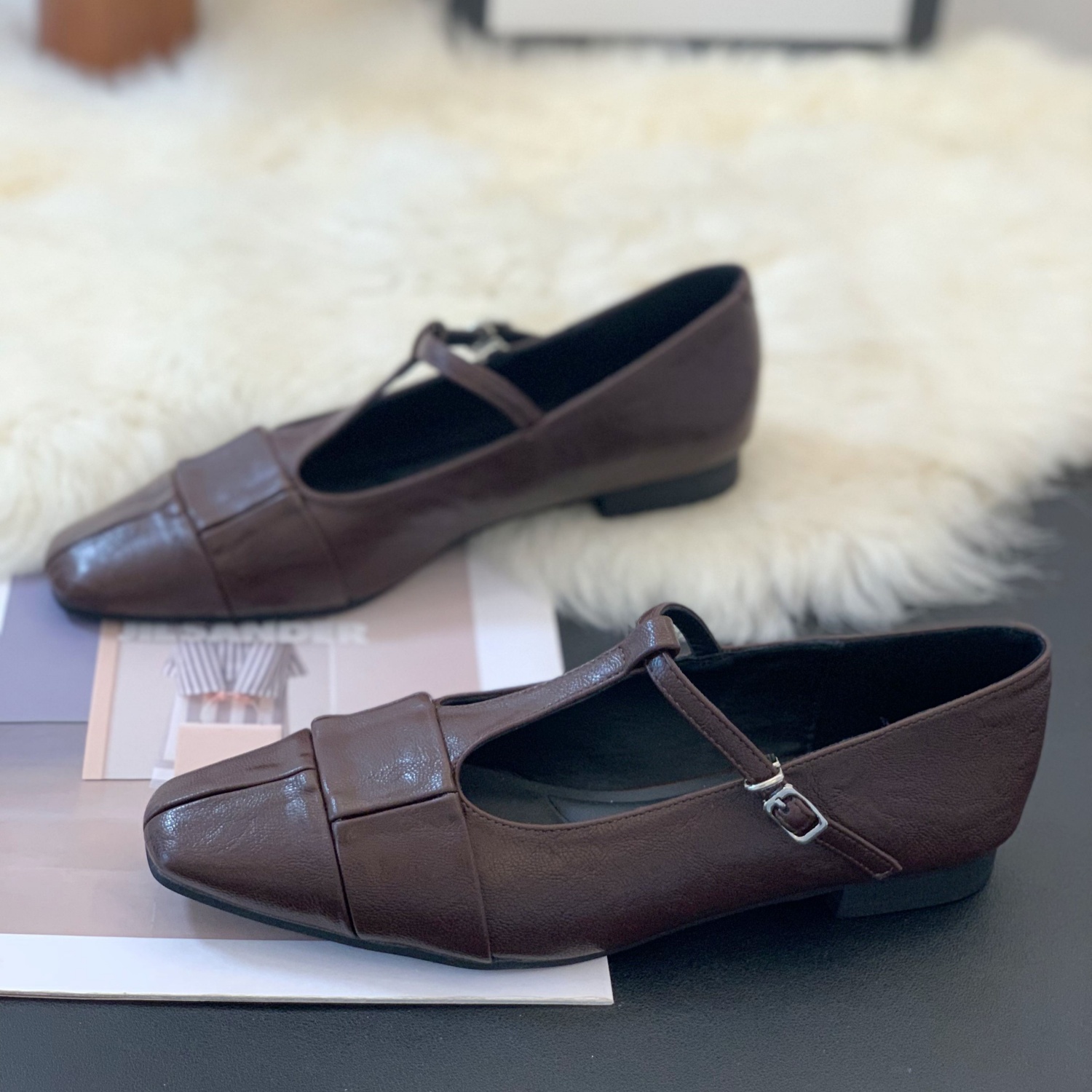 法式复古晚晚风百搭低跟玛丽珍鞋