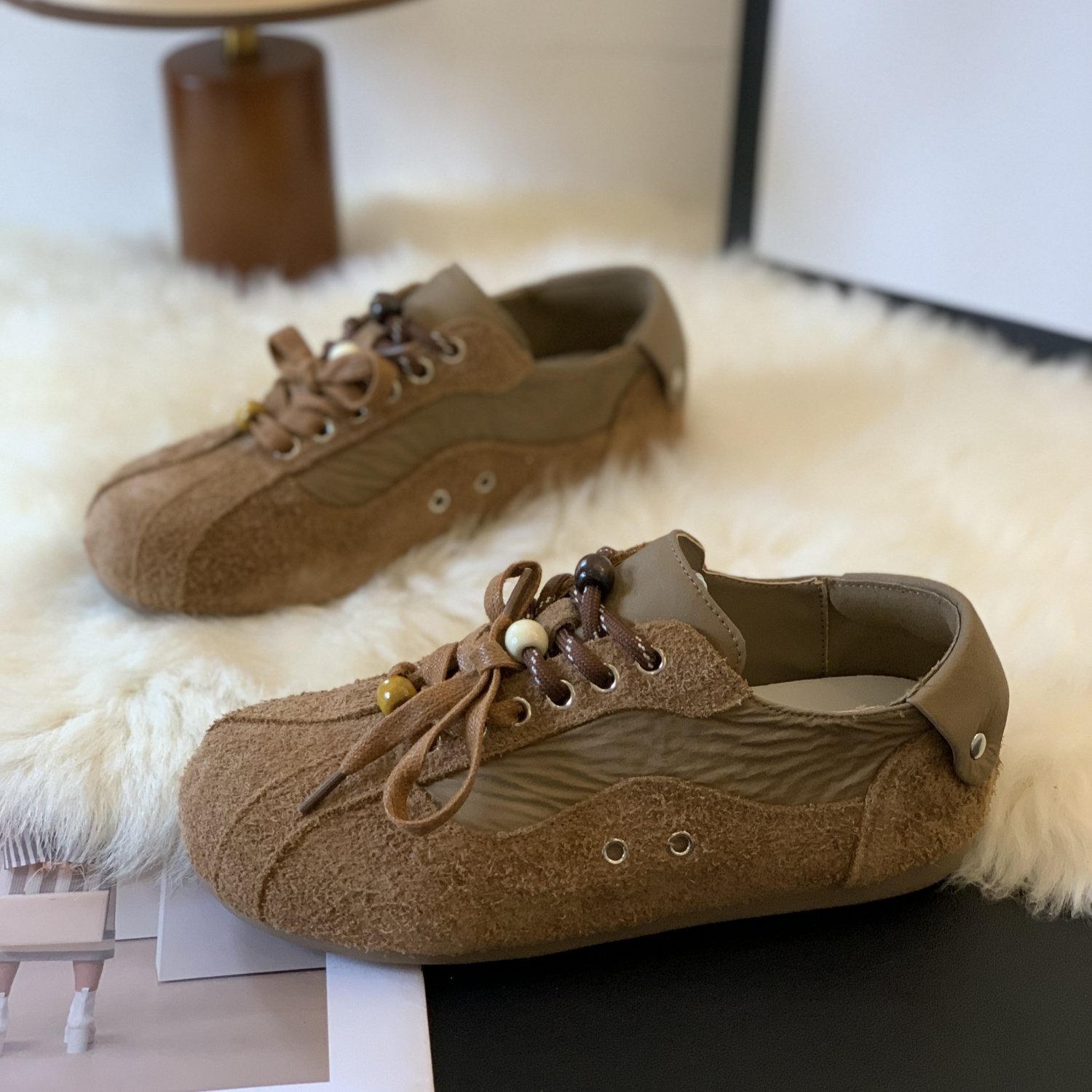 复古显脚小德训鞋女2025年秋季新款小众百搭舒适平底休闲运动板鞋,女鞋,德训鞋,淘宝优惠券,粉丝福利购,淘宝优惠卷