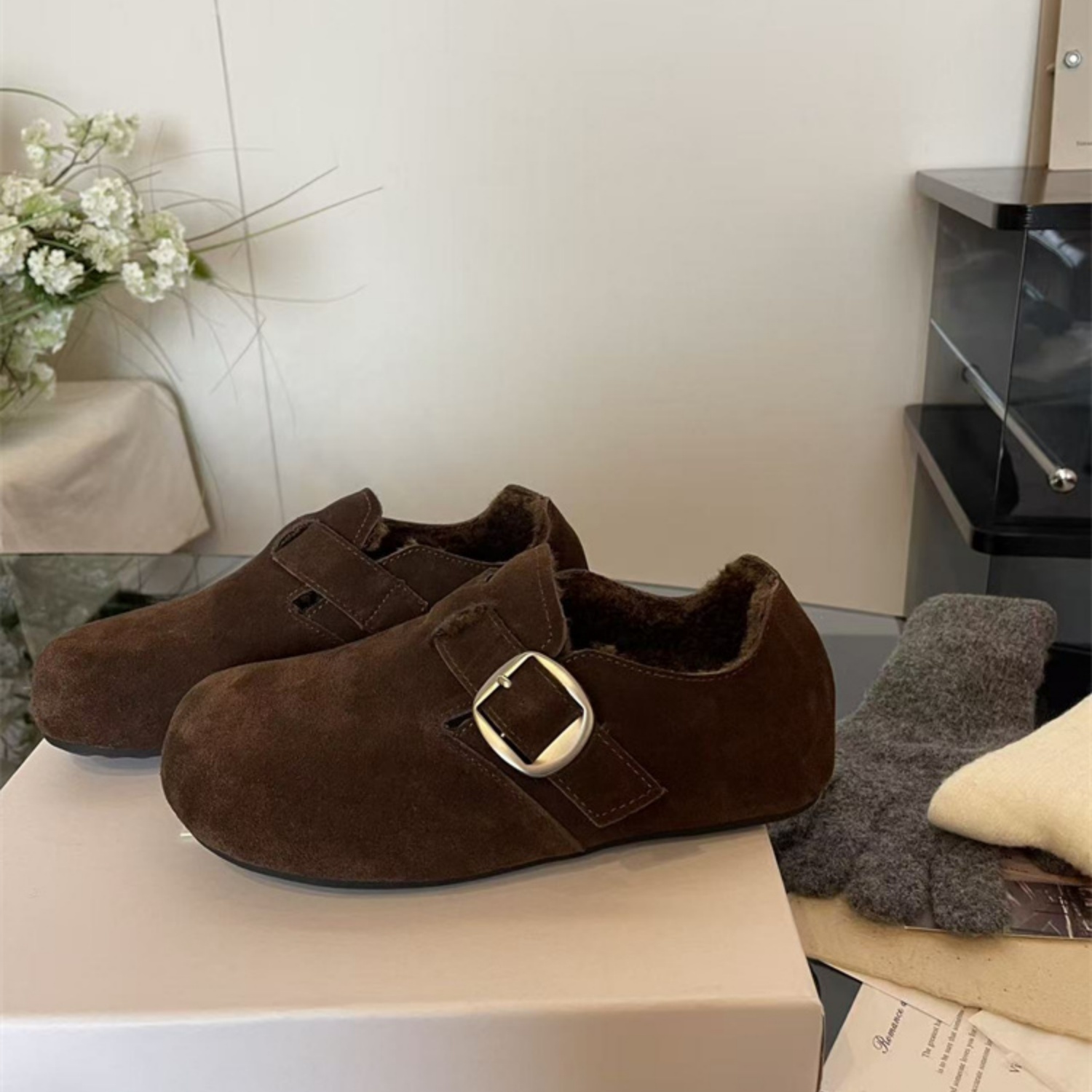 复古加绒保暖防寒内增高勃肯鞋女