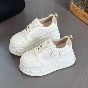 韩版松糕厚底小个子增高6cm休闲板鞋2026夏季新款单网透气小白鞋