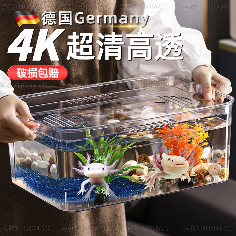 德国六角恐龙专用鱼缸蝾螈饲养缸生态亚克力鱼缸小型塑料透明带盖