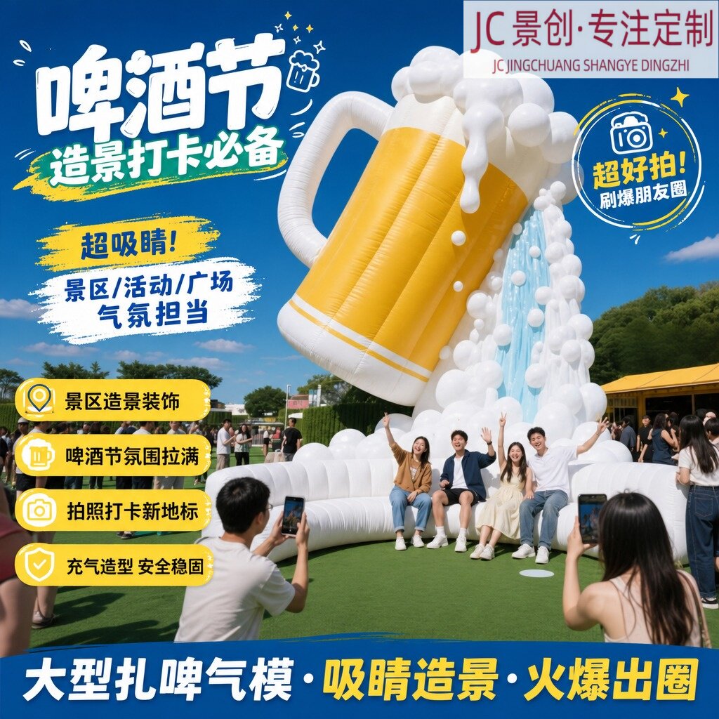 夜市网红装置发光啤酒杯气模户外露营烧烤集市美陈打卡布置道具