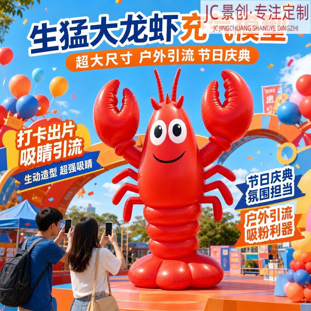 巨型大龙虾充气模型餐饮夜市大排档引流户外开业庆典招牌气模定制