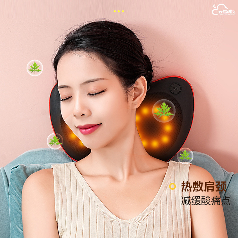 多功能按摩枕电动肩颈椎按摩器背部云易颈部热敷揉捏全身靠垫父母