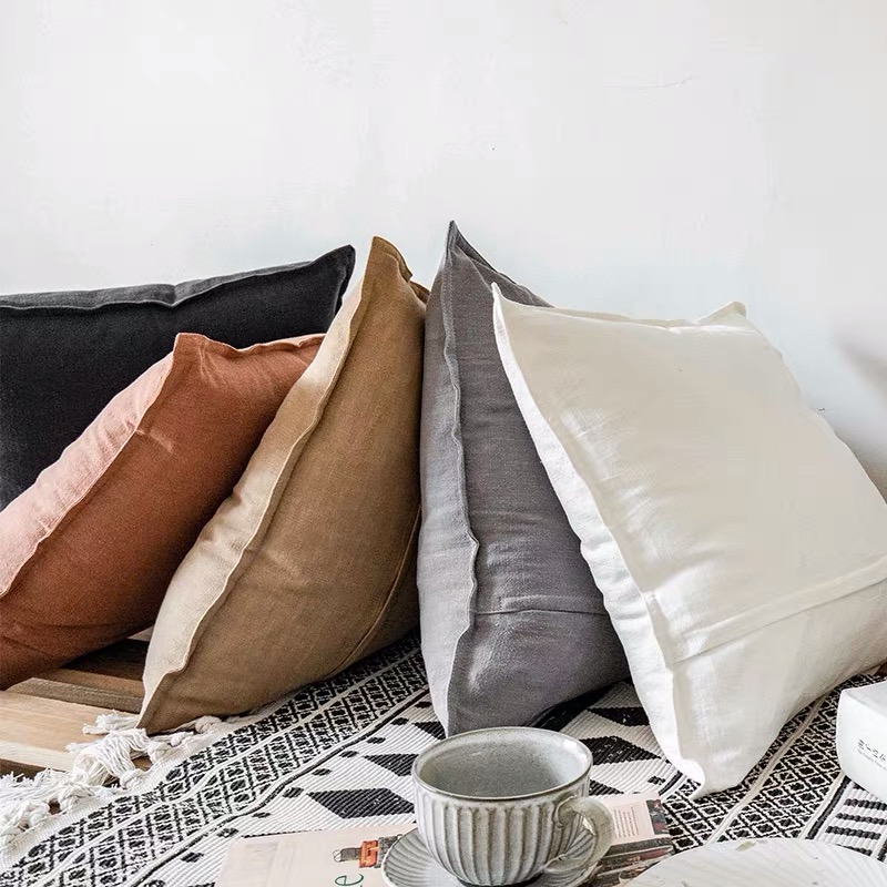 日式棉麻客厅抱枕靠垫套