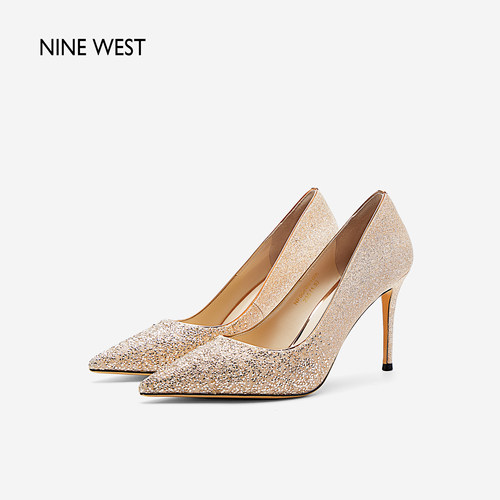 NINEWEST高跟婚鞋水钻尖头单鞋