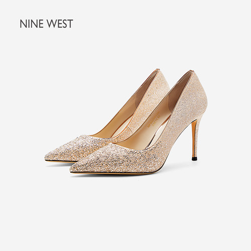 NINEWEST高跟婚鞋水钻尖头单鞋