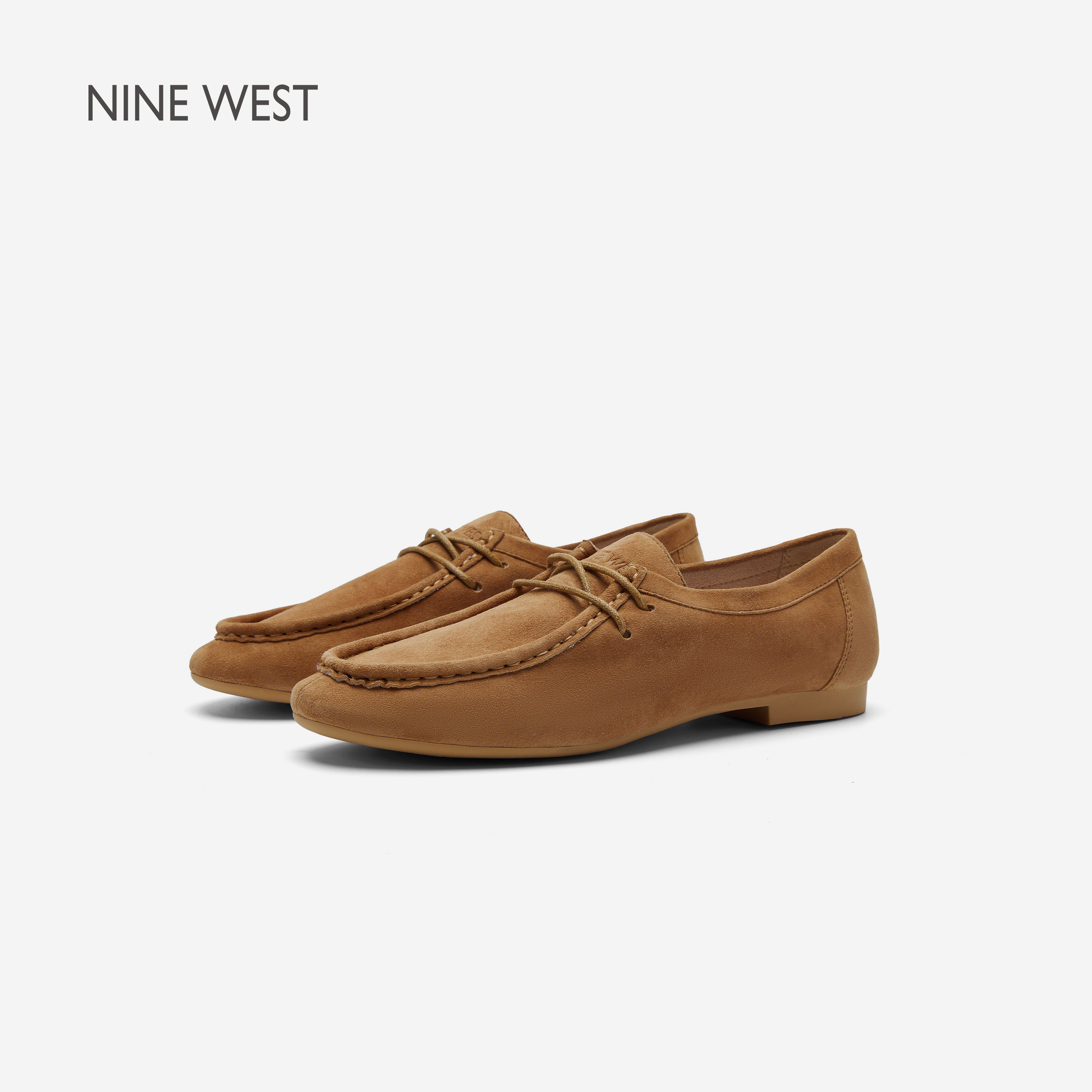Nine West/玖熙交叉绑带英伦乐福鞋女2026夏季新款袋鼠鞋真皮单鞋