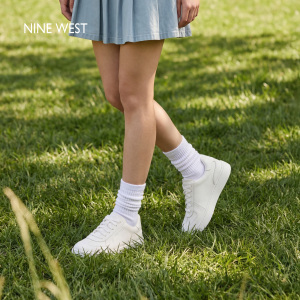 Nine West/玖熙德训鞋女厚底小白鞋板鞋多巴胺通勤平底运动休闲鞋