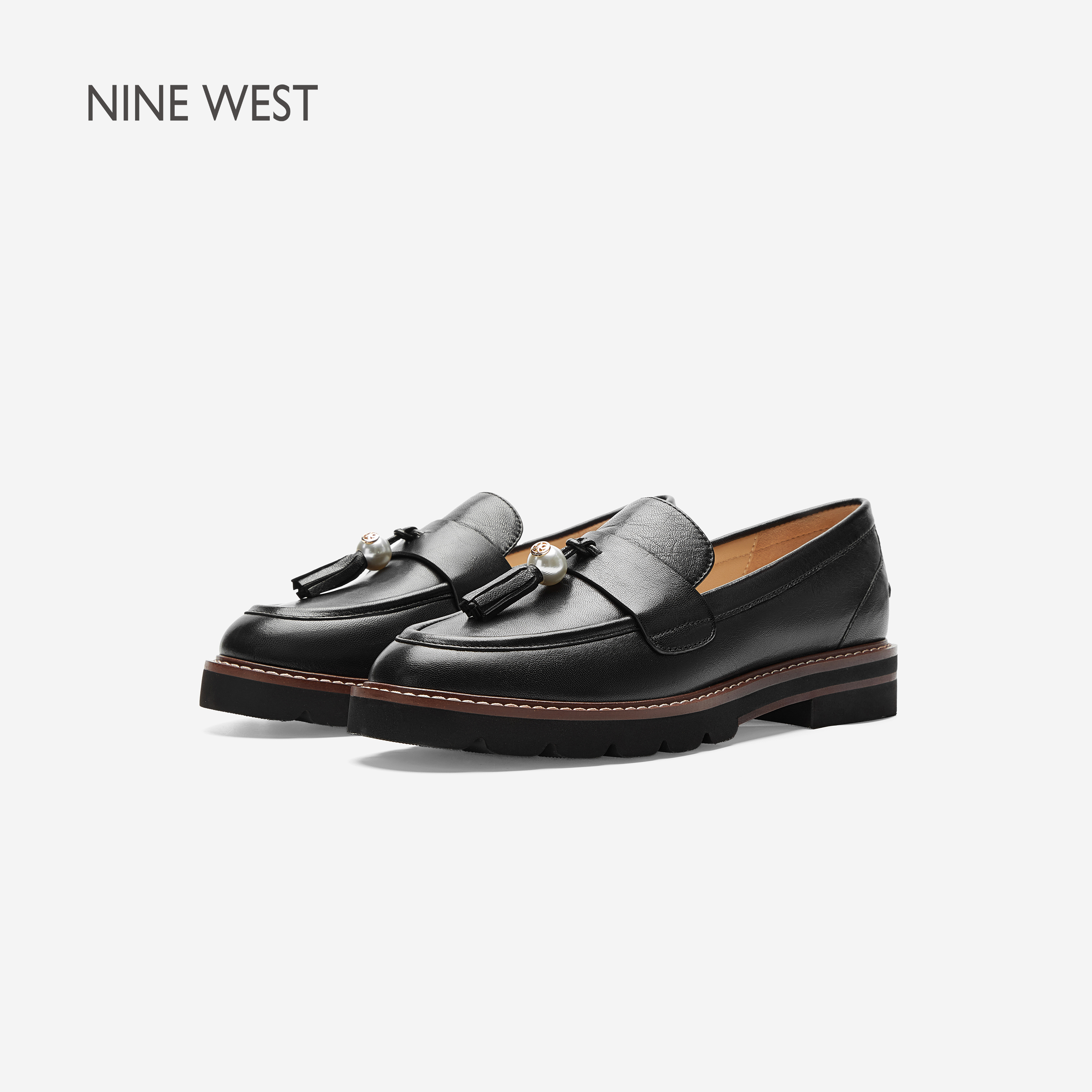 【商场同款】Nine West/玖熙复古流苏乐福鞋女2025夏季新款单鞋